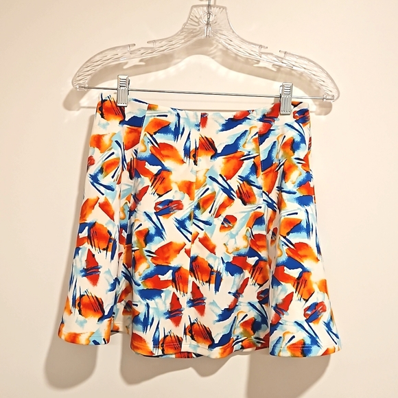 BCBGENERATION Abstract print multicolor mini skirt size 6 color swatches NWT - Picture 2 of 6